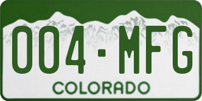 CO license plate 004MFG