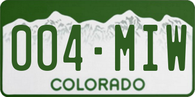 CO license plate 004MIW