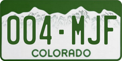 CO license plate 004MJF