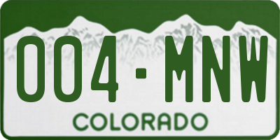 CO license plate 004MNW