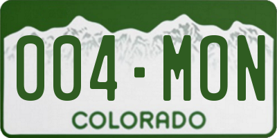 CO license plate 004MON
