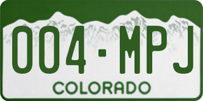 CO license plate 004MPJ