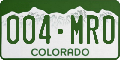CO license plate 004MRO