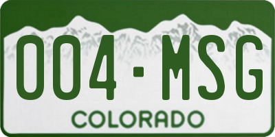 CO license plate 004MSG