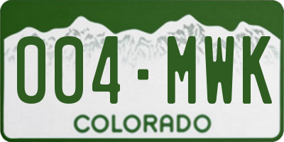 CO license plate 004MWK