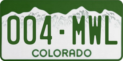 CO license plate 004MWL