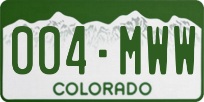 CO license plate 004MWW