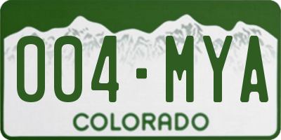 CO license plate 004MYA