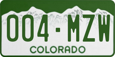 CO license plate 004MZW
