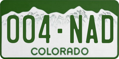 CO license plate 004NAD
