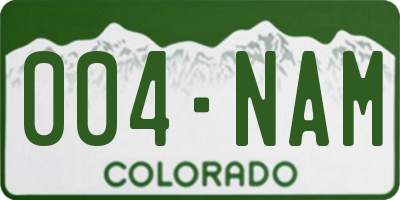 CO license plate 004NAM