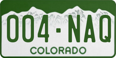 CO license plate 004NAQ