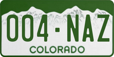 CO license plate 004NAZ