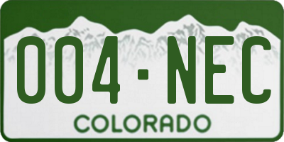 CO license plate 004NEC