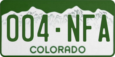 CO license plate 004NFA