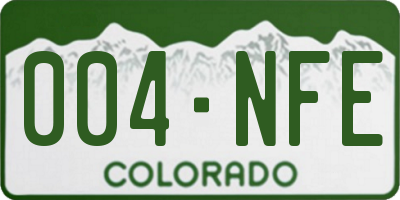 CO license plate 004NFE