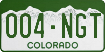CO license plate 004NGT