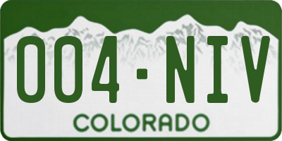 CO license plate 004NIV