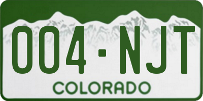 CO license plate 004NJT