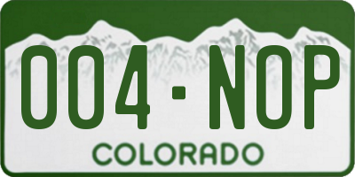 CO license plate 004NOP