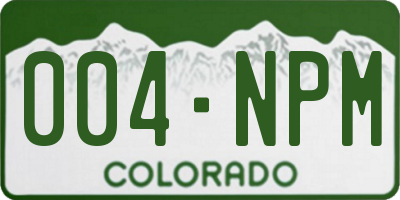 CO license plate 004NPM