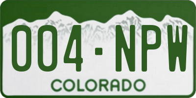 CO license plate 004NPW