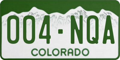 CO license plate 004NQA