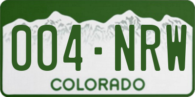 CO license plate 004NRW