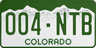 CO license plate 004NTB
