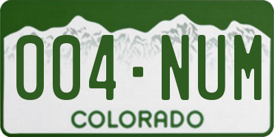 CO license plate 004NUM