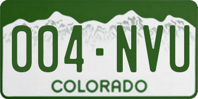 CO license plate 004NVU