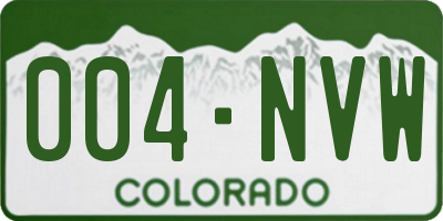 CO license plate 004NVW