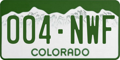 CO license plate 004NWF