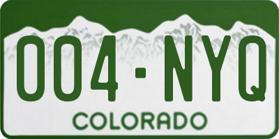 CO license plate 004NYQ