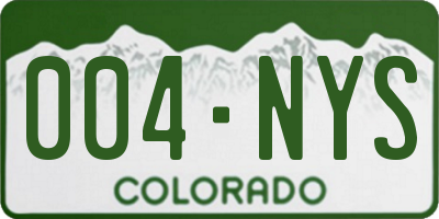 CO license plate 004NYS