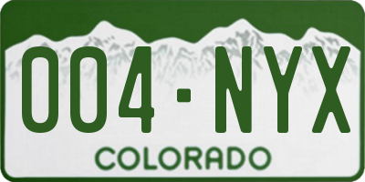 CO license plate 004NYX