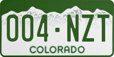 CO license plate 004NZT