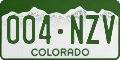 CO license plate 004NZV