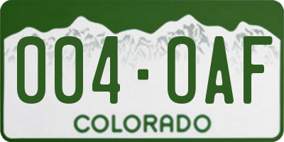 CO license plate 004OAF