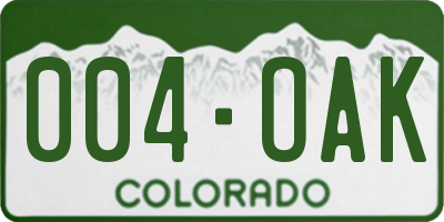 CO license plate 004OAK