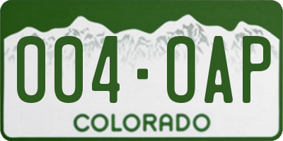 CO license plate 004OAP