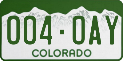 CO license plate 004OAY
