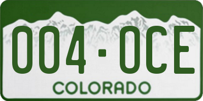 CO license plate 004OCE