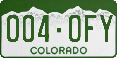 CO license plate 004OFY