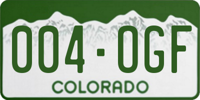 CO license plate 004OGF