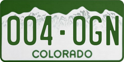 CO license plate 004OGN