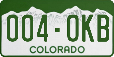 CO license plate 004OKB