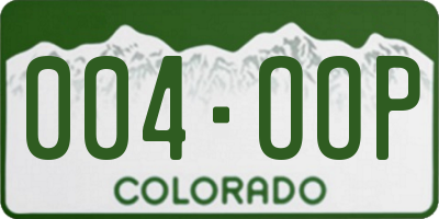 CO license plate 004OOP
