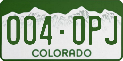 CO license plate 004OPJ
