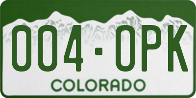CO license plate 004OPK